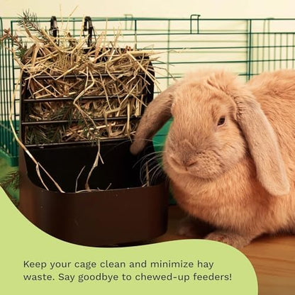 Hay and Food Feeder for Rabbit, Guinea Pig, Bunny, Chinchilla, Heavy Duty Metal Bin 5.5 x 5.5 x 7 inch (Pack of 2)