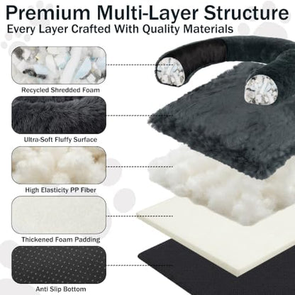 Calming Dog Bed for Couch, Thickened Plush Dog Mat with Raised Bolster