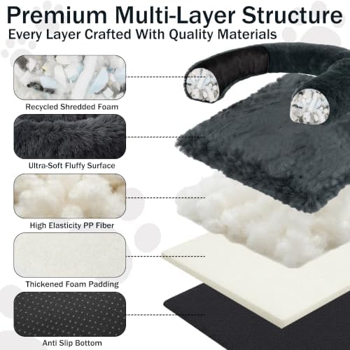 Calming Dog Bed for Couch, Thickened Plush Dog Mat with Raised Bolster