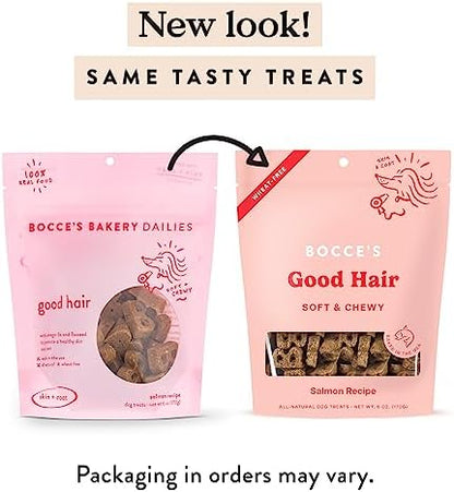 Bocce's Bakery Good Hair Soft & Chewy Dog Treats, Salmon Flavor (6 oz)