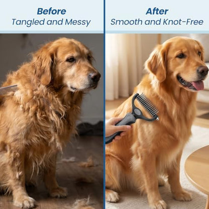 Undercoat Rake, Dematting Metal Comb and Bathing Brush For Dogs and Cats