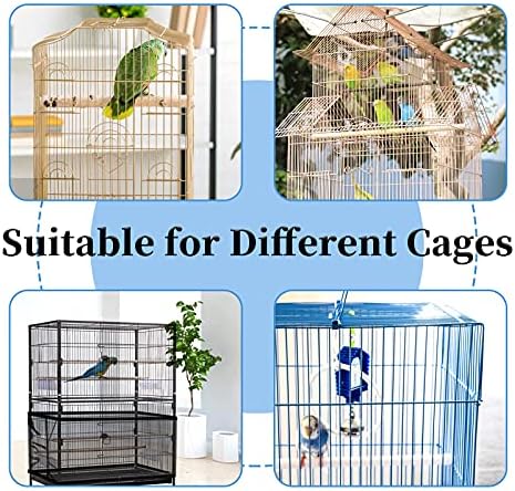 Daoeny Large Bird Cage Cover, Bird Cage Seed Catcher, Adjustable Soft Airy Nylon Mesh Net, Birdcage Cover Skirt Seed Guard for Parrot Parakeet Macaw African Round Square Cages (Black)