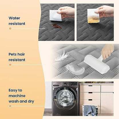 gogobunny 100% Double Sided Waterproof Dog Blanket Soft Pet Bed Cover Reversible Protect Furniture Couch Sofa Car for Puppy Cat Kids (Dark Grey/Light Grey, 40x50 Inch (Pack of 1))
