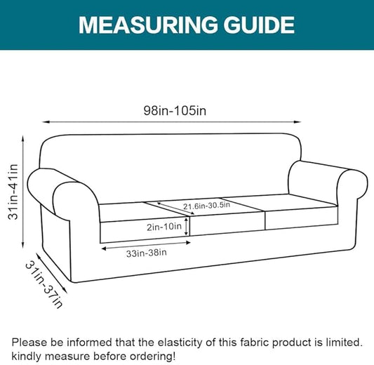 Turquoize 4 Piece Sofa Covers for 3 Cushion Couch Sofa Slipcover Soft Couch Cover for Dogs-Washable Sofa Furniture Covers with 3 Individual Large Cushion Covers (XL Sofa, Porcelain)