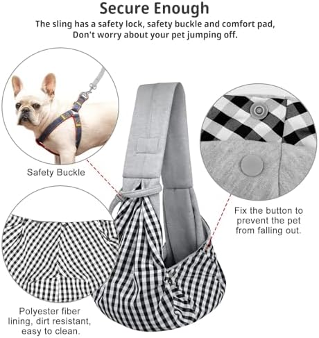 CUBY Dog and Cat Sling Carrier - Hands Free Reversible Small Pet Sling Carrier Bag - Soft Pouch and Tote Design - Suitable for Puppy, Small Dogs Cats Outdoor Travel(Classic Grey)