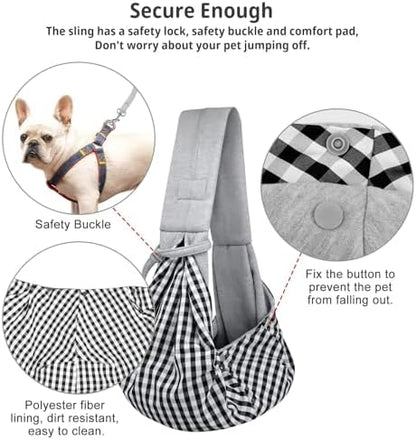 CUBY Dog and Cat Sling Carrier - Hands Free Reversible Small Pet Sling Carrier Bag - Soft Pouch and Tote Design - Suitable for Puppy, Small Dogs Cats Outdoor Travel(Classic Grey)