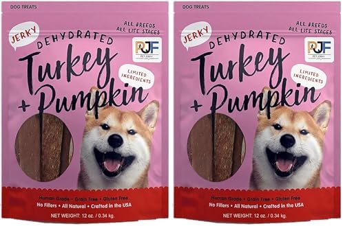 PET JERKY FACTORY Turkey & Pumpkin 12 oz. Dog Jerky Treats | 100% Human Grade | USA Made-| High Protein-| Grain Free-| Limited Ingredients-| No Filler-| BHA-BHT Free-| Soft-Tender,(Pack of 2)