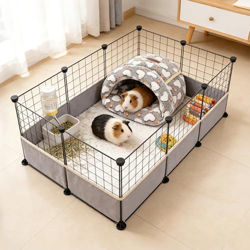 YUEPET Guinea Pig Bed Cuddle Cave, Warm Fleece Hideout, White Heart
