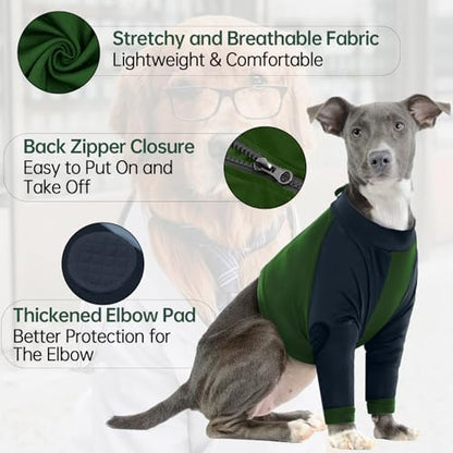 Lelepet Dog Recovery Sleeve for Wounds Front Legs, Stop Licking Dog Shirt