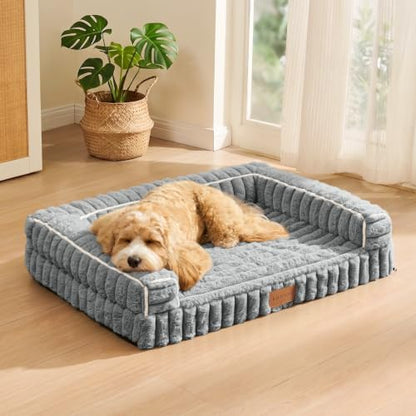 Orthopedic Large Dog Bed Furry Pet Bed, Washable Cover 42''X28''