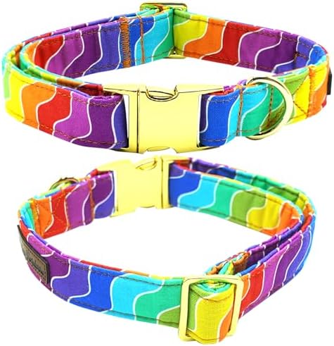 Dog Collar, LGBT for Pride Month Durable Metal Pet Collar Rainbow Girl Boy Dog Collar Adjustable for Small Medium Large Dogs