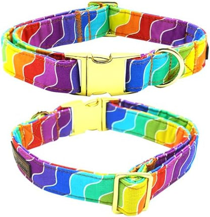 Dog Collar, LGBT for Pride Month Durable Metal Pet Collar Rainbow Girl Boy Dog Collar Adjustable for Small Medium Large Dogs
