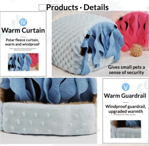 Small Pet Hideout No Bottom Guinea Pig Rabbit Cave Toilet Cover (Blue,Large)