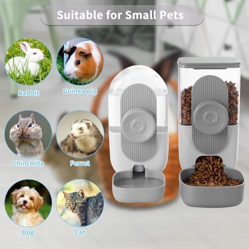 Lemtrflo Rabbit Feeder, Bunny Water Bottle Dispenser, Pet Cage Food Bowl