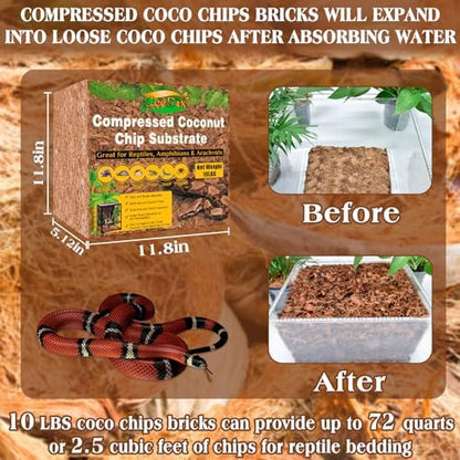 ZeeDix 10LBS Coconut Husk Chip Substrate for Reptiles, 72QT Coco Husk Chips