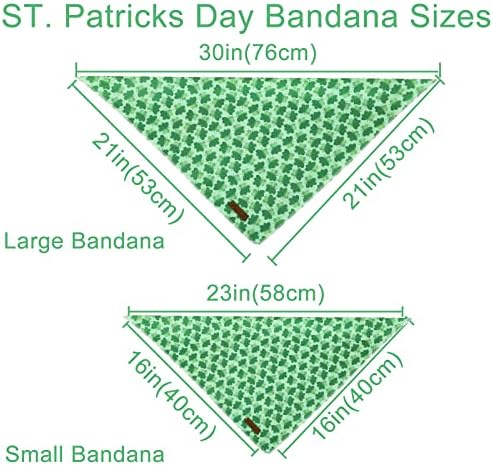 St. Patrick's Day Dog Bandana, Shamrock Triangle Bid Scarf for Small/Medium Dogs, Cotton Kerchief - Green Shamrock Spring Bandana for Girls, Boys or Cats
