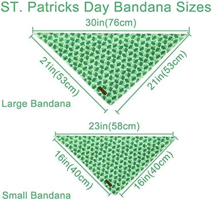 St. Patrick's Day Dog Bandana, Shamrock Triangle Bid Scarf for Small/Medium Dogs, Cotton Kerchief - Green Shamrock Spring Bandana for Girls, Boys or Cats