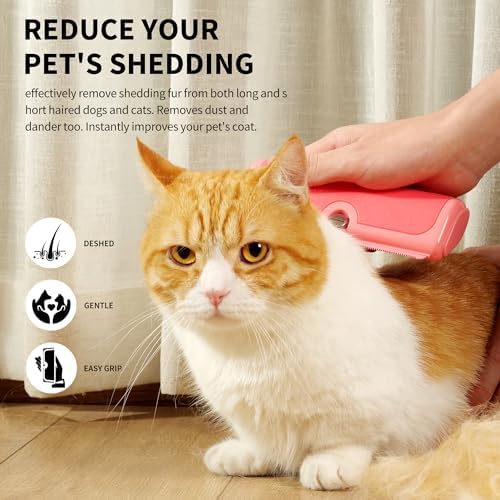 Cat and Dog Deshedding Brush for Shedding, Pink