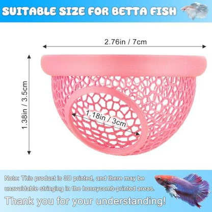 Pink Floating Betta Hide & Shrimp Cave – 3D Printed Aquarium Hammock, Feeding Ring & Resting Spot for Betta Fish, Shrimp & Small Fish (Eco-Safe PLA)