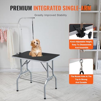 VEVOR Pet Grooming Table Arm with Clamp, 36''x24'' Dog Grooming Station, Foldable Pets Grooming Stand for Medium and Small Dogs, Free No Sit Haunch Holder with Grooming Loop, Bearing 330lbs