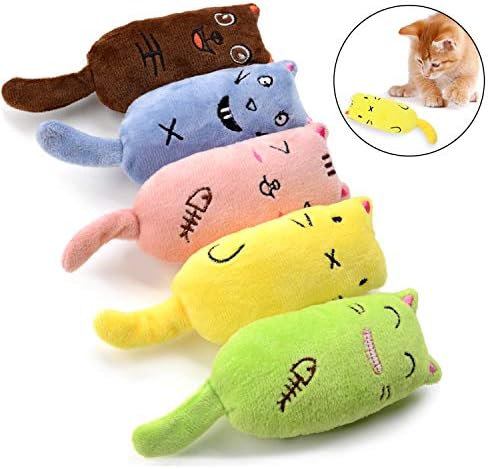 Legendog 5Pcs Catnip Toy, Cat Chew Toy Bite Resistant Catnip Toys for Cats,Catnip Filled Cartoon Mice Cat Teething Chew Toy (Multicolor1)