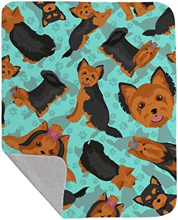 Caroline's Treasures MLM1024LQB Black and Tan Yorkie Quilted Blanket 50x60 Artwork Pattern Quilted Throw Blanket for Bed, Couch, Sofa, Soft and Lightweight