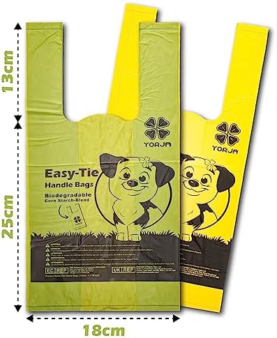 Tie Handles Dog Poo Bags, 440 Pet Poop Bags, Thick and Strong 100% Leak-Proof Biodegradable Waste Bags (Yellow)