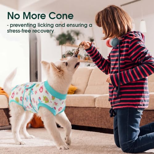 Kuoser Dog Recovery Suit, Female Male Spay Neuter Surgery Suit, Elephant, S