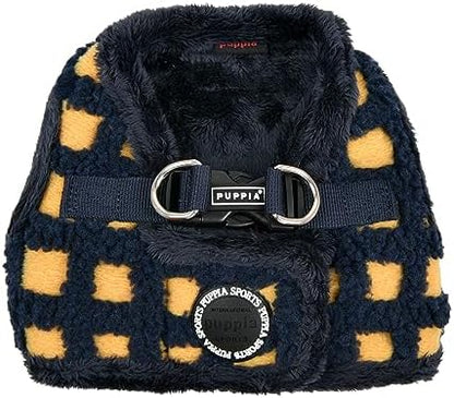 Puppia Stefan Vest Dog Harness Step-in Warm Winter Tumbling Waffle Pattern for Small and Medium Dog, Navy, Small
