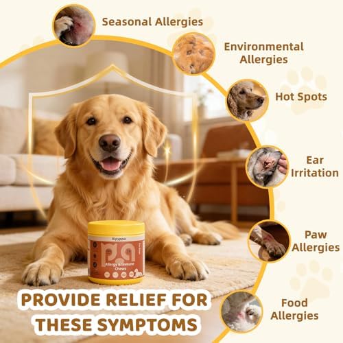 Dog Allergy Relief Chews: Anti-Itch Probiotics for Paw Licking, Seasonal Allergies & Skin Allergy - Dog Allergy Itching Skin Relief & Immune Support with MSM & Turmeric - Chicken Flavor