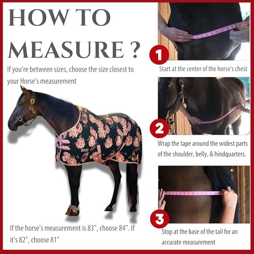 Jeffers Expression Fleece Cooler for Horses, Standard Neck, Rose Garden 84"- Equine Towel Blanket, Moisture Absorbent, Light Weight, Best for Drying, Exercise, Bathing, Adjustable Belly Bands