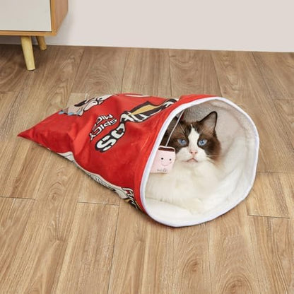 Cat Puppy Toy Sleeping Bag Cute Potato Chip Bag Design Hanging Snack Toy Crinkle Paper Pet Accessories