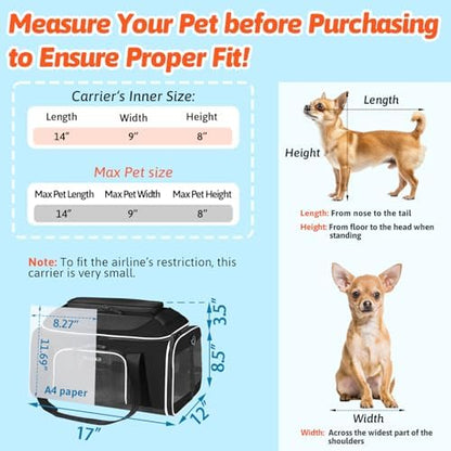 Petskd Top-Expandable Small Pet Carrier with Wheels Airline Approved