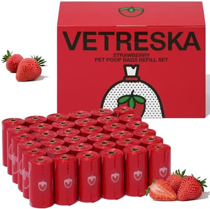 VETRESKA Strawberry Scented Dog Poop Bags, Leak Proof, 540 Counts