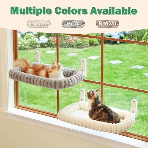 Zakkart SnugCloud Foldable Cat Window Perch (Cream White, L)