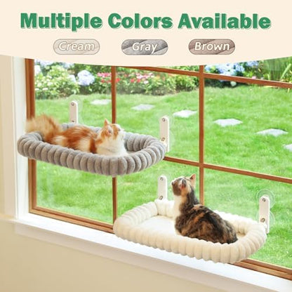 Zakkart SnugCloud Foldable Cat Window Perch (Cream White, L)