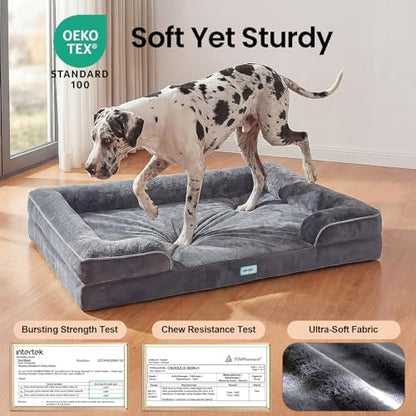 OhGeni Orthopedic Jumbo Sized Dog Bed Couch, Memory Foam, 52-inch (Gray)