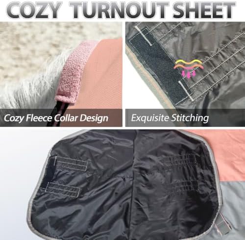 1200D Horse Blanket,Turnout Rain Sheet(No Fill),Coral Pink 69''