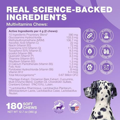 Dog Multivitamin Chews – 15 in 1 Vitamins for Hip & Joint, Immune and Skin