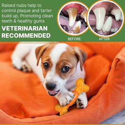 SPOT Bam-Bones Dental Bone - Made with Bamboo Fiber and a Massaging Rubber Center, Durable Oral Care Dog Chew for Light Chewers & Teething Puppies Under 40lbs, 7in, Allergen Free Peanut Butter Flavor