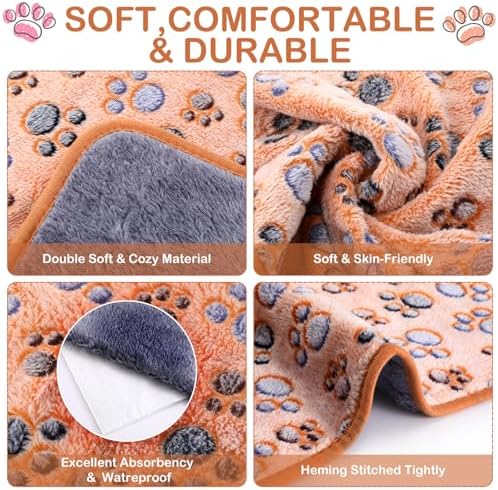 Reginary 4 Pcs Guinea Pig Fleece Cage Liners, Paw Print, 24 x 16 Inch