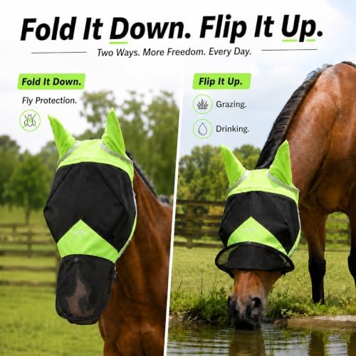 Horse Fly Mask for Horses with Ears and Nose Cover