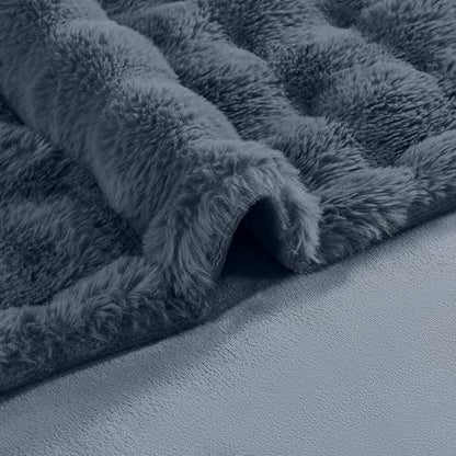 Modern Threads Water-Resistant Faux Rabbit Fur Pet Blanket for Dogs & Cats – Ultra-Soft Couch, Bed & Crate Protector, 40x50 Navy Blue