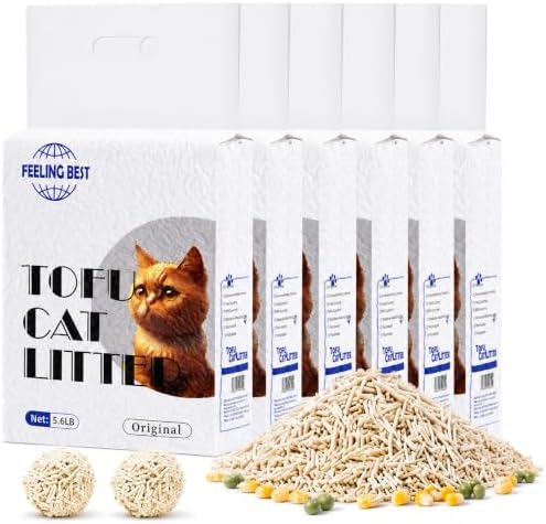 Tofu Cat Litter, Plant-Based Flushable Fast Clumping 33.6 lb, 6 Bags