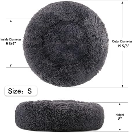 NOYAL Donut Dog Bed for Small Medium Pets, Plush Calming Faux Fur