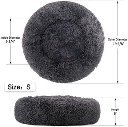 NOYAL Donut Dog Bed for Small Medium Pets, Plush Calming Faux Fur
