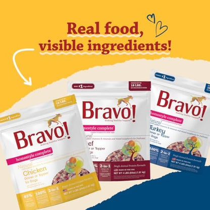 Bravo! Homestyle Complete Freeze Dried Raw Dog Food, Beef, 4 Pounds