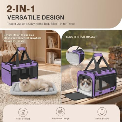 Soft Sided Cat Carrier for Anxious Pets with Privacy Roller Blinds