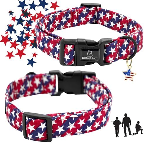Lionheart glory American Flag Dog Collar, 4 of July Patriotic Independence Dog Collar Heavy Duty Adjustable Collars for Small Dogs Pet Gift Summer Collars