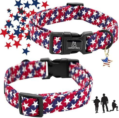 Lionheart glory American Flag Dog Collar, 4 of July Patriotic Independence Dog Collar Heavy Duty Adjustable Collars for Small Dogs Pet Gift Summer Collars